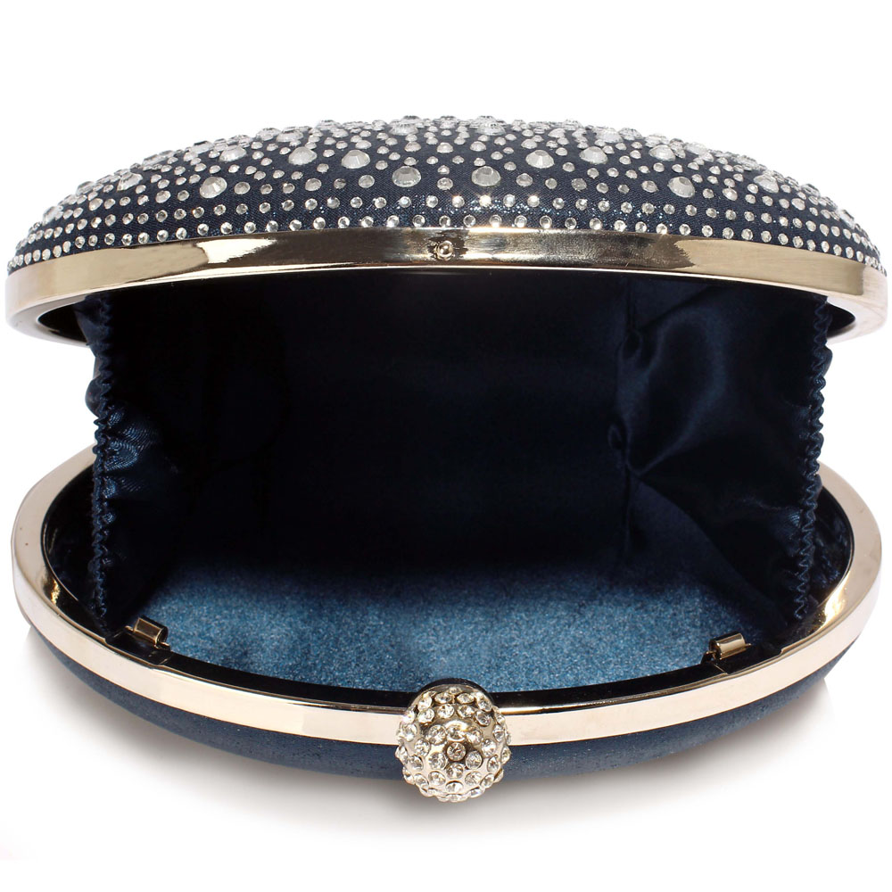 Navy and cheap diamante clutch bag